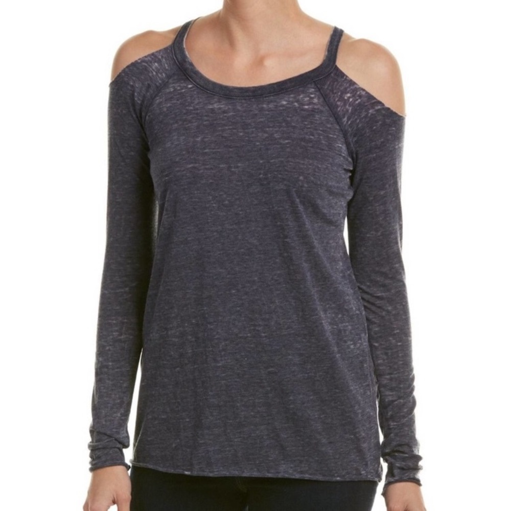 Chaser | Cold Shoulder Burnout Long-sleeve Tee | Sz M